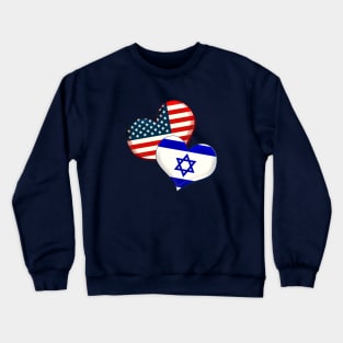 USA and Israel hearts Crewneck Sweatshirt